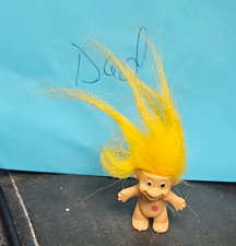 Troll Doll Yellow Straight Hair Black Eyes Light Complexion Plastic
