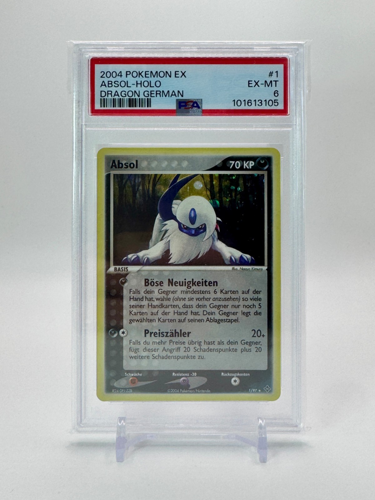 Absol Holo Foil 01/97 2004 Pokemon Card EX Dragon PSA 6 EX MINT