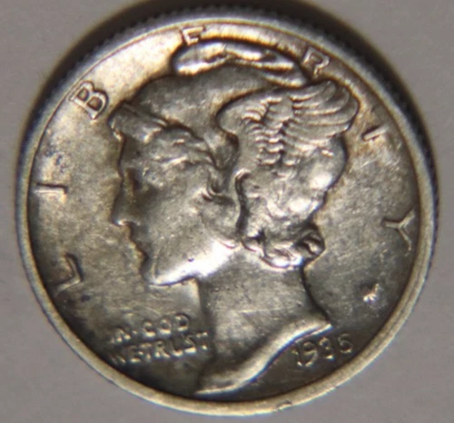 1935 D Mercury Dime 10C cents Coin Silver, XF!