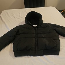 Old Navy Unisex Kids Black Hooded Puffer Jacket Size M 8-10 Full Zip Insulated