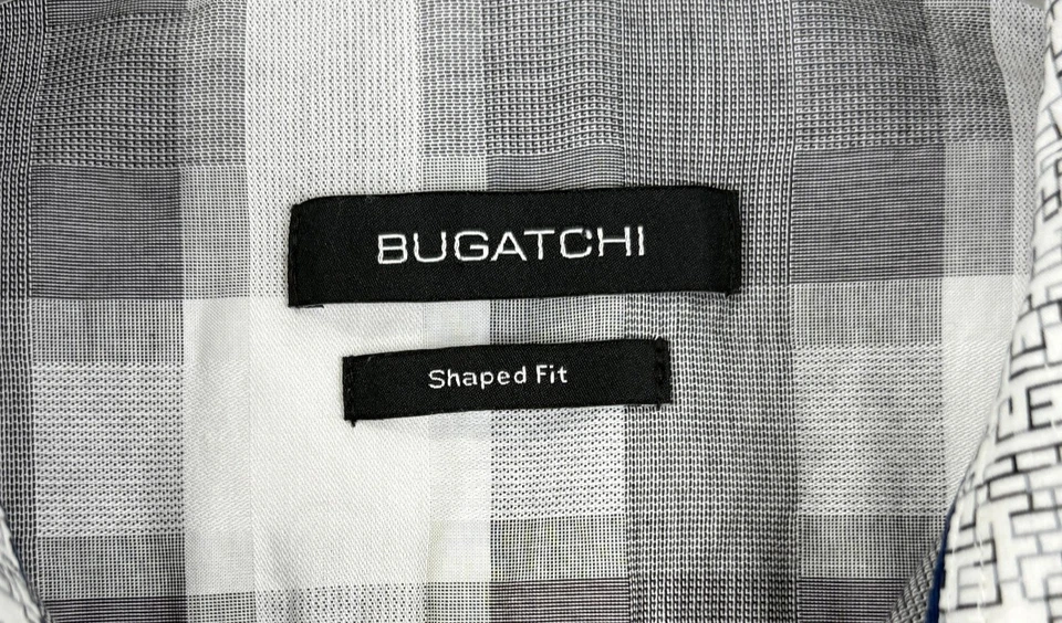 BUGATCHI Button Up Shirt Mens XL Shaped Fit Gray Long Sleeve Turn Up Cuffs - Image 2 of 4