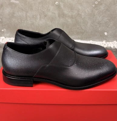 HUGO BOSS LEDER SLIPPER GRAFITY BLACK 42 NEU DERBY SCHUHE OXFR SHOES 8 9 - Bild 1 von 3
