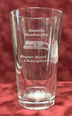 SEATTLE SEAHAWKS SUPER BOWL LX CHAMPIONS HEAVY DUTY 16 OZ PINT GLASS OPT QTY