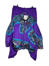 80s Sport Abstract Vintage Purple Windbreaker Tracksuit Set Geometric Womens M