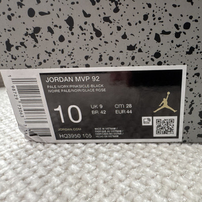 Jordan MVP 92 Sneaker Low Top Schnürung Grau Schwarz Rosa EU 44 DC3950-105