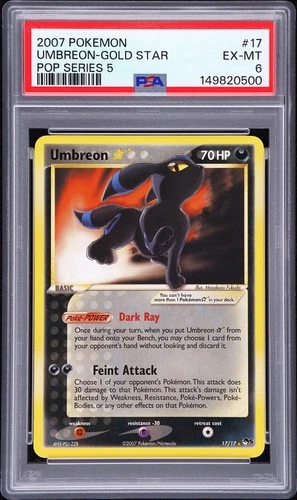 2007 POKEMON POP SERIES 5 #17 UMBREON-GOLD STAR PSA 6