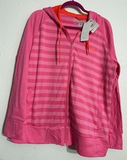 ADIDAS Climawarm Women s Pink Striped Hoodie Full Zip XL