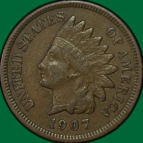 1907 Indian Head Cent Extremely Fine XF Coin #36840