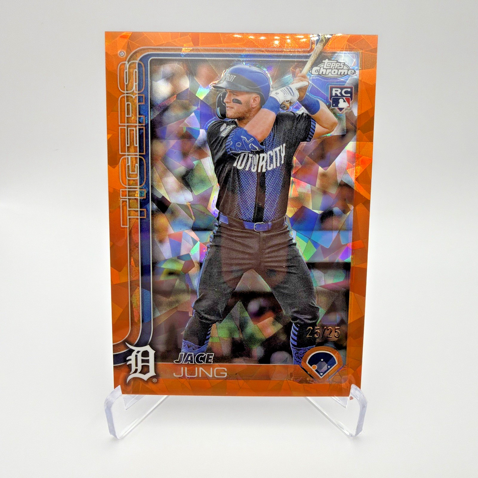2025 Topps Chrome Sapphire Jace Jung RC Orange /25 Detroit Tigers #225