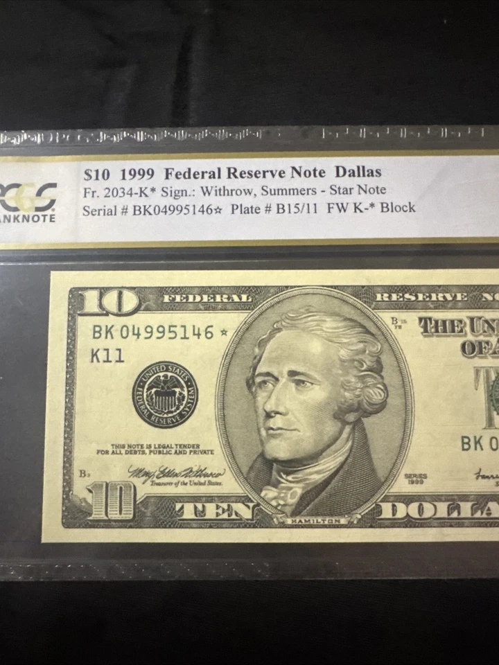 1999 $10 Federal Reserve Note Fr-2034-K Dallas Star Note 66PPQ GEM UNC - Image 4 of 4