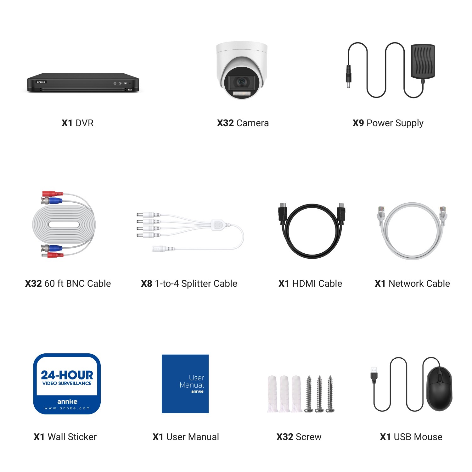 ANNKE 32CH DVR 5MP Audio Recording Security Camera System AI Color Night Outdoor