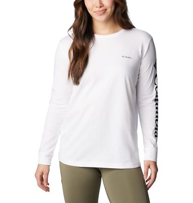 Columbia Women's North Cascades Long Sleeve Tee, White/Gem Columbia, X-Small