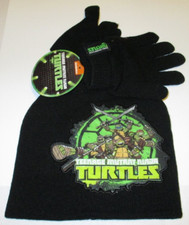 TMNT TEENAGE MUTANT NINJA TURTLES Beanie Hat Stocking Cap w/GLOVES One Size Kids