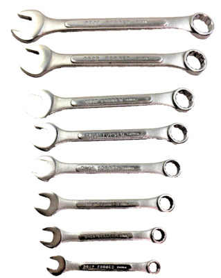 Lot of 9 Chrome Plated Carbon Steel S.A.E. Combination Wrench Set 3/4''-1/4''