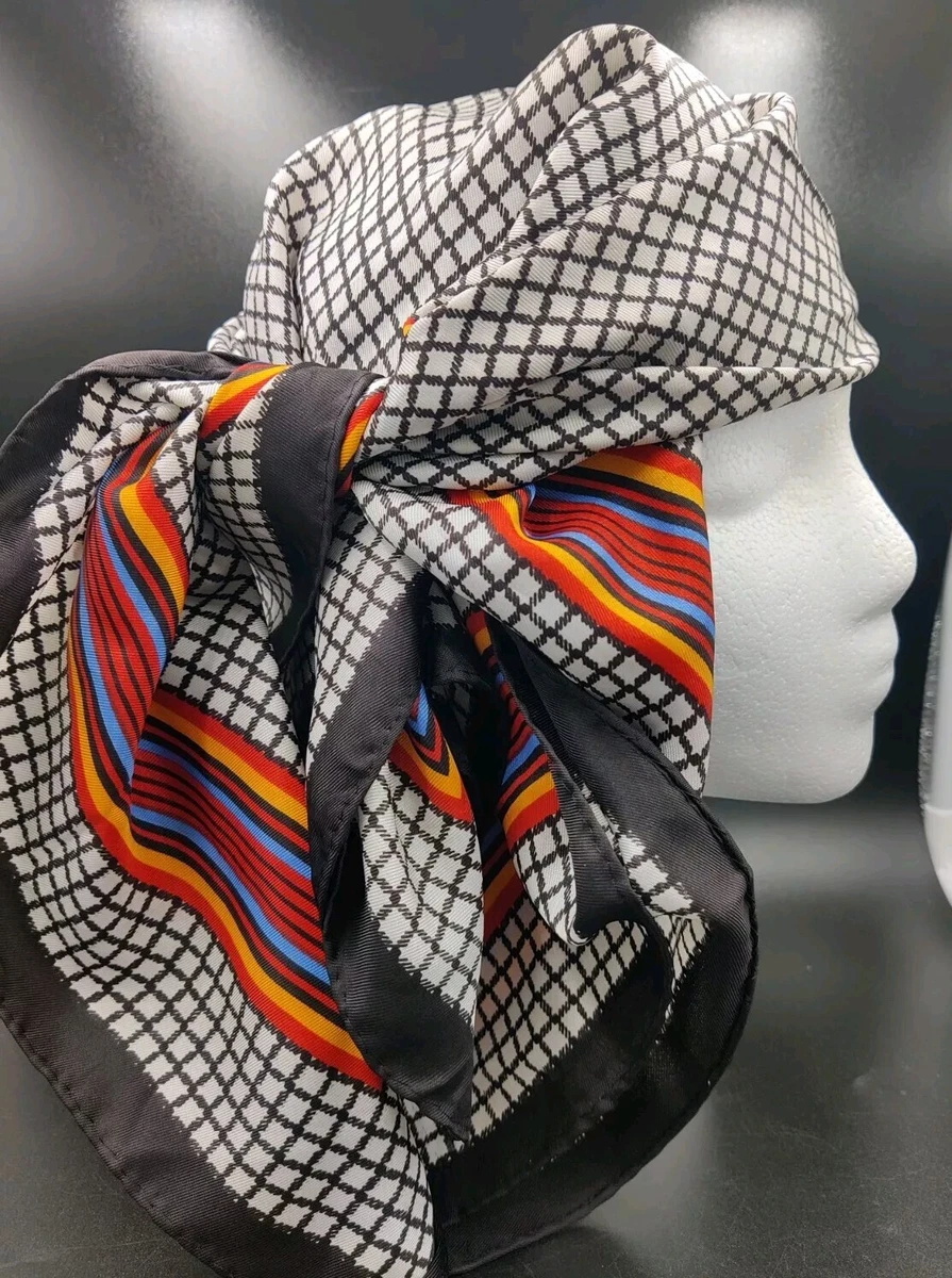 Foulard 100% Pure en Soie Vintage Femmes (581) 80cm x 88cm