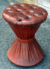 Georgian Regency antique style tan leather diablo dressing foot stool footstool