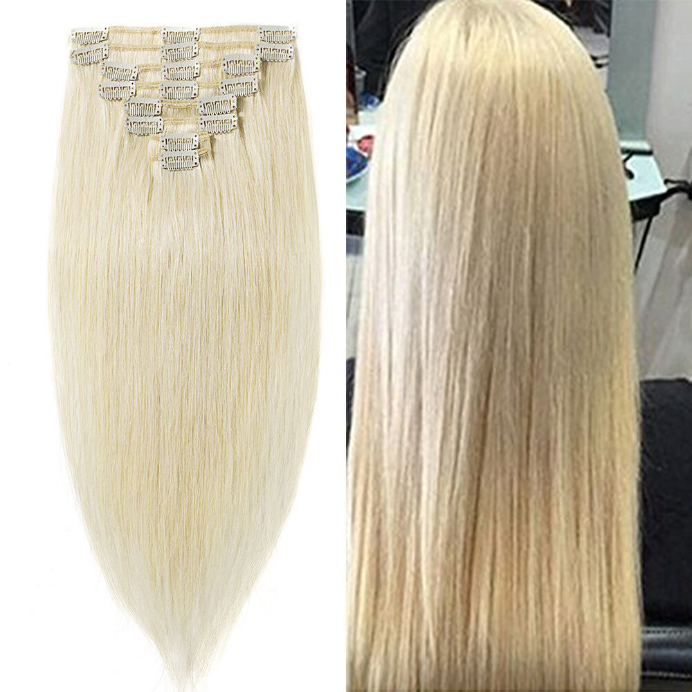 100% Human Hair Extensions Clip In Real Remy Hair Full Head 