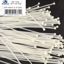 NEW 100pcs WHITE 8" 3.5x200mm Locking Nylon Plastic Cable Wire Zip Tie Cord Wrap