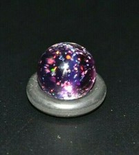 BRYAN TRILLAS GLASS MARBLE/.465"-LAVENDER CRUSHED OPAL BLACKLIGHT-MAGENTA,TURQ.