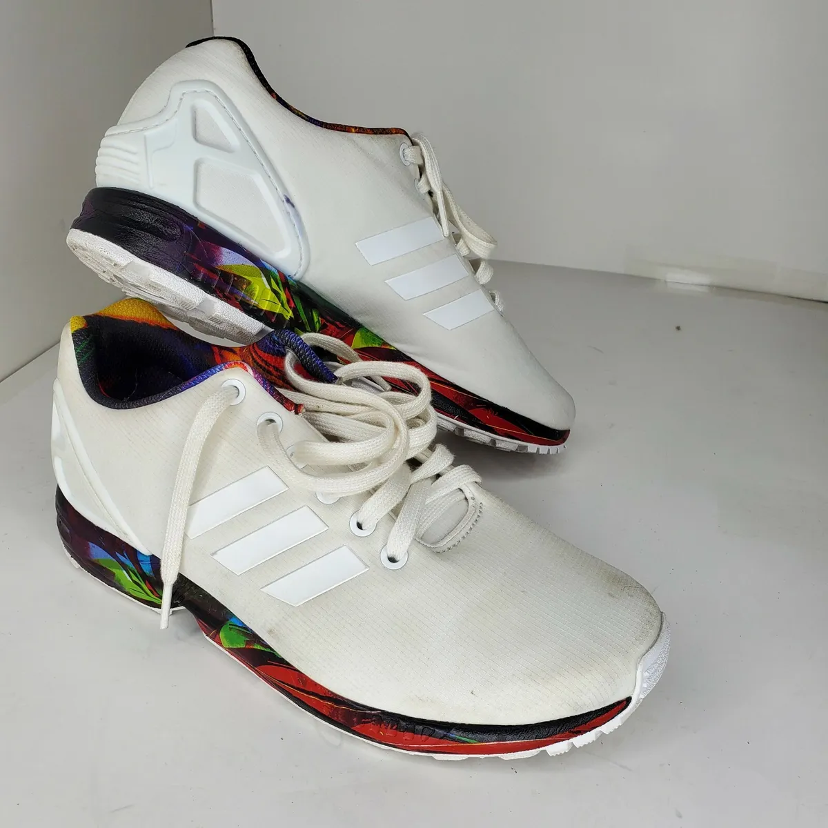 Adidas ZX Flux Floral Multi-Color Sole White Sneakers Shoes Size 7 eBay