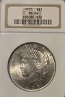 1923 Peace Silver Dollar 1$ - NGC MS64 -  NEARLY GEM GRADE
