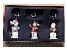 ST. NICHOLAS SQUARE 3 ADORABLE SELF STANDING SNOWMEN PHOTO/CARD HOLDER FIGURINE