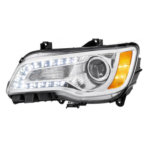2PCS Chrome Amber LED DRL Projector Headlights For 11-23 Chrysler 300 w/ Bulbs - Picture 4 of 17