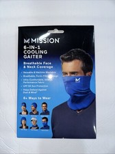 Mission 6-in-1 Cooling Gaiter Breathable Face  Neck Coverage Blue