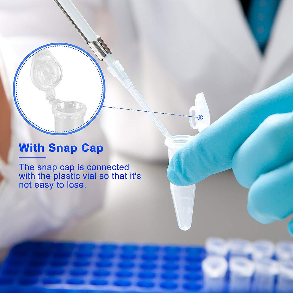 1000Pcs/ Set 1.5ml Clear Plastic Laboratory Micro Centrifuge Snap Lid