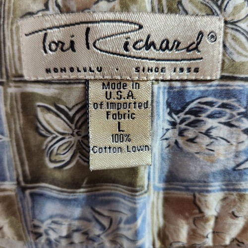 Tori Richard Mens Shirt Geometric Pineapple Tropical Flowers Size Large - Foto 6 di 6