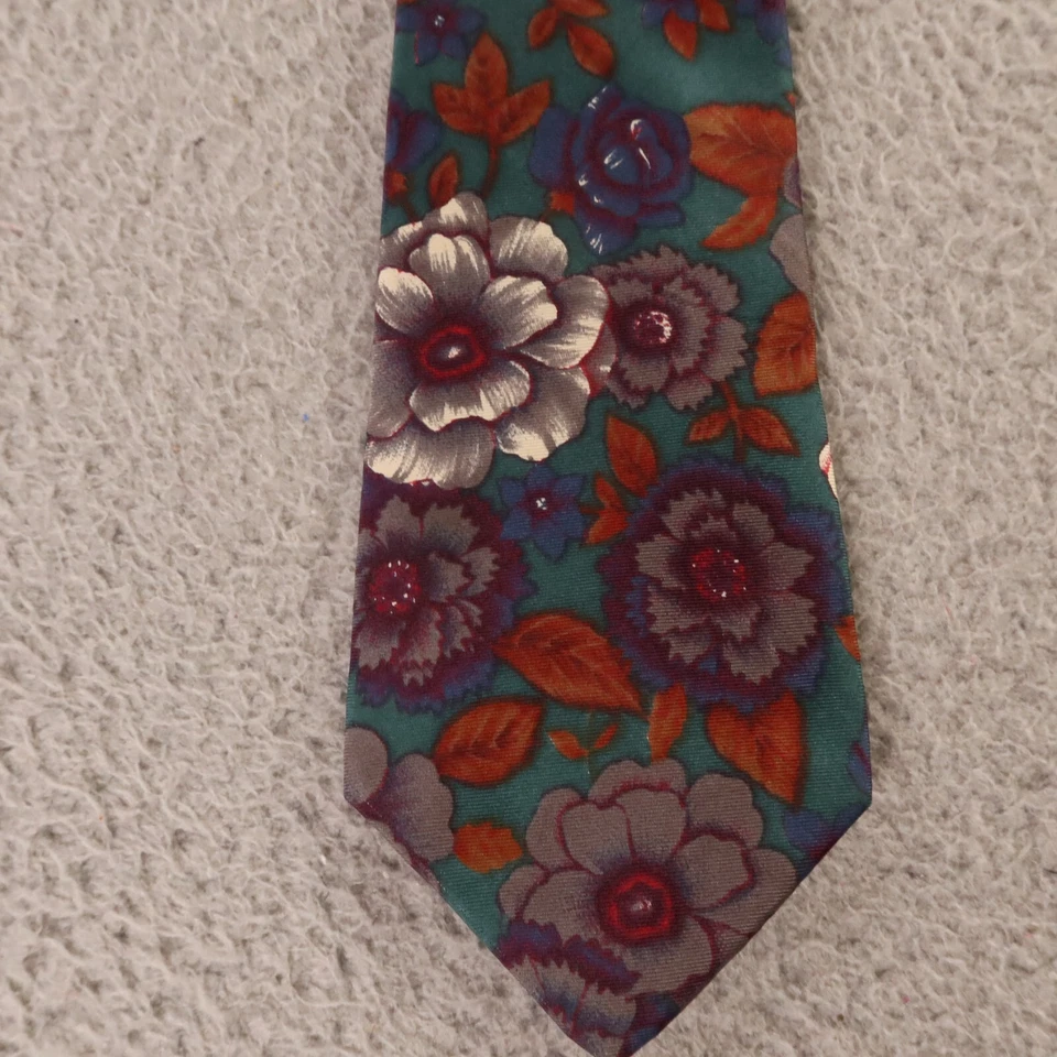Corbata Strathmore Vintage Verde Azul Floral Seda Tejida en Italia Hecha en EE. UU. 3.5" Foto 2 de 4