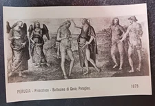 vtg postcard Pietro Perugino Baptism of Christ painting art unposted