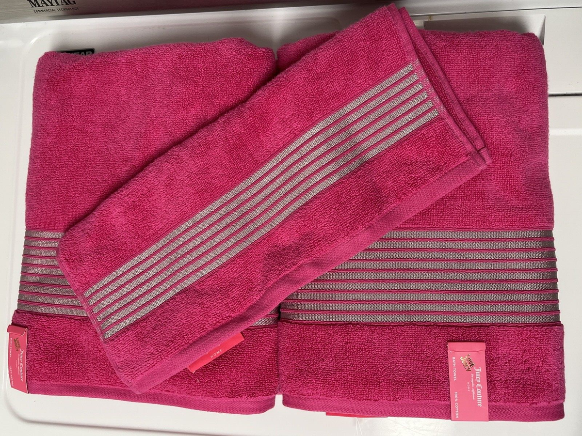 Juicy Couture 3-pc Towel set HOT PINK W/SILVER 2- 28