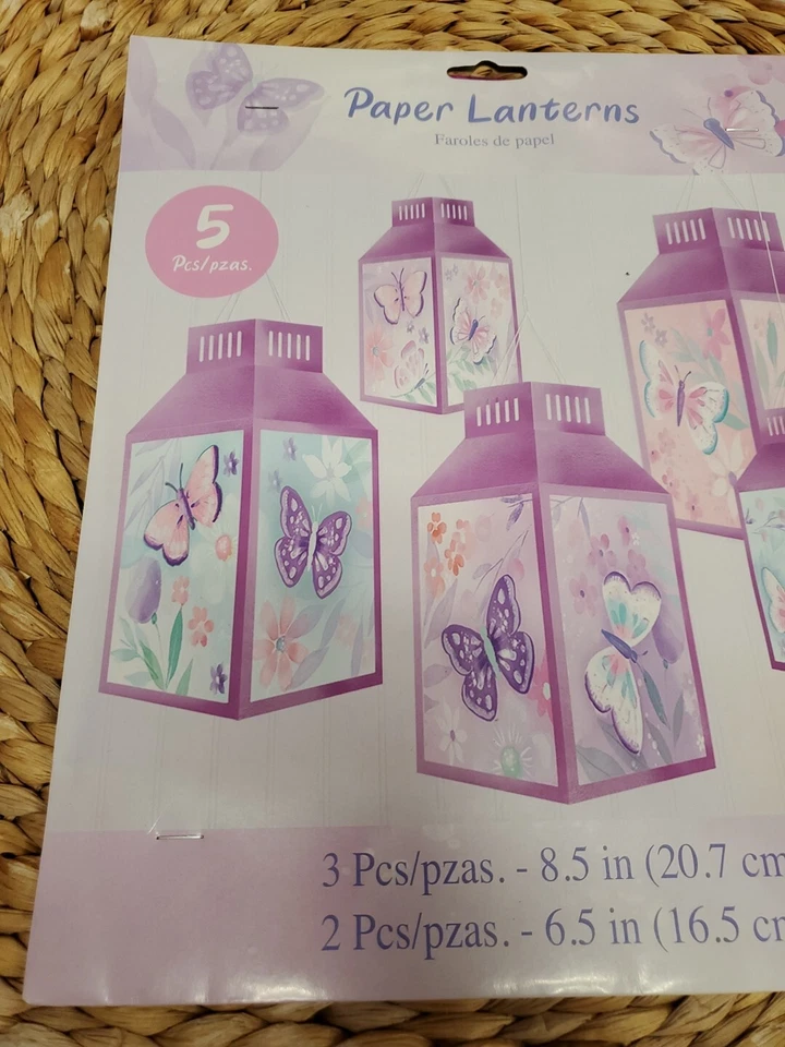 Butterfly Flutter Paper Lantern Set 5 Per Pack 3 10" and 2 7.25" Decoration - Image 2 of 3