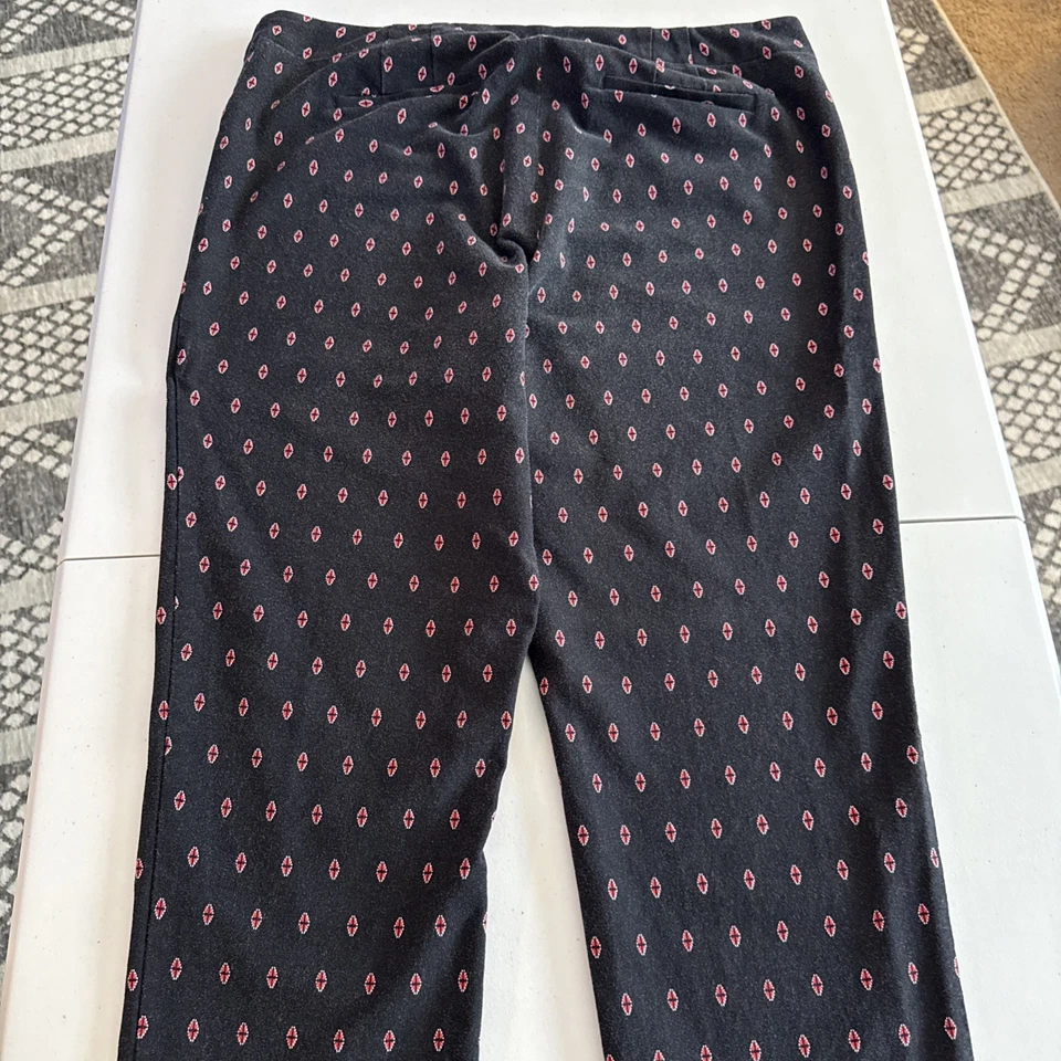 Pantalones para mujer J. Jill Premium Bistretch talla 14T negro rojo diseño cremallera, hebilla Foto 4 de 4