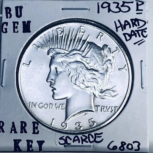 1935 P BU GEM PEACE SILVER DOLLAR UNC MS+++ U.S. MINT RARE KEY COIN 6803
