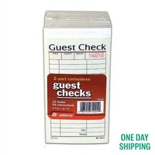 10 Books 2 Part ADAMS Carbonless Guest Check Restaurant 50 Checks Per Book