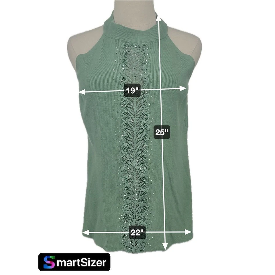 Suéter Camisa Para Mujer Vila Milano Verde Sin Mangas Detalle Encaje Talla L Foto 2 de 4