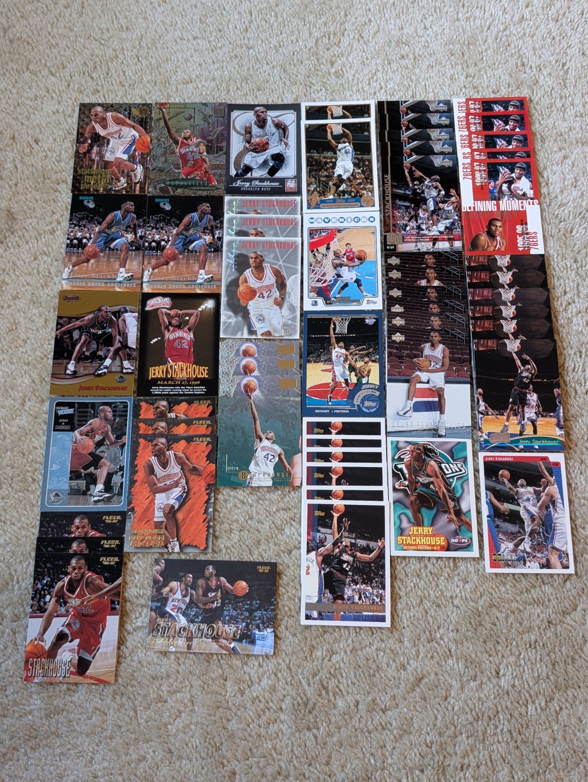 JERRY STACKHOUSE 54 Card Lot- Metal Topps Upper Deck Fleer Ultra Stadium Club