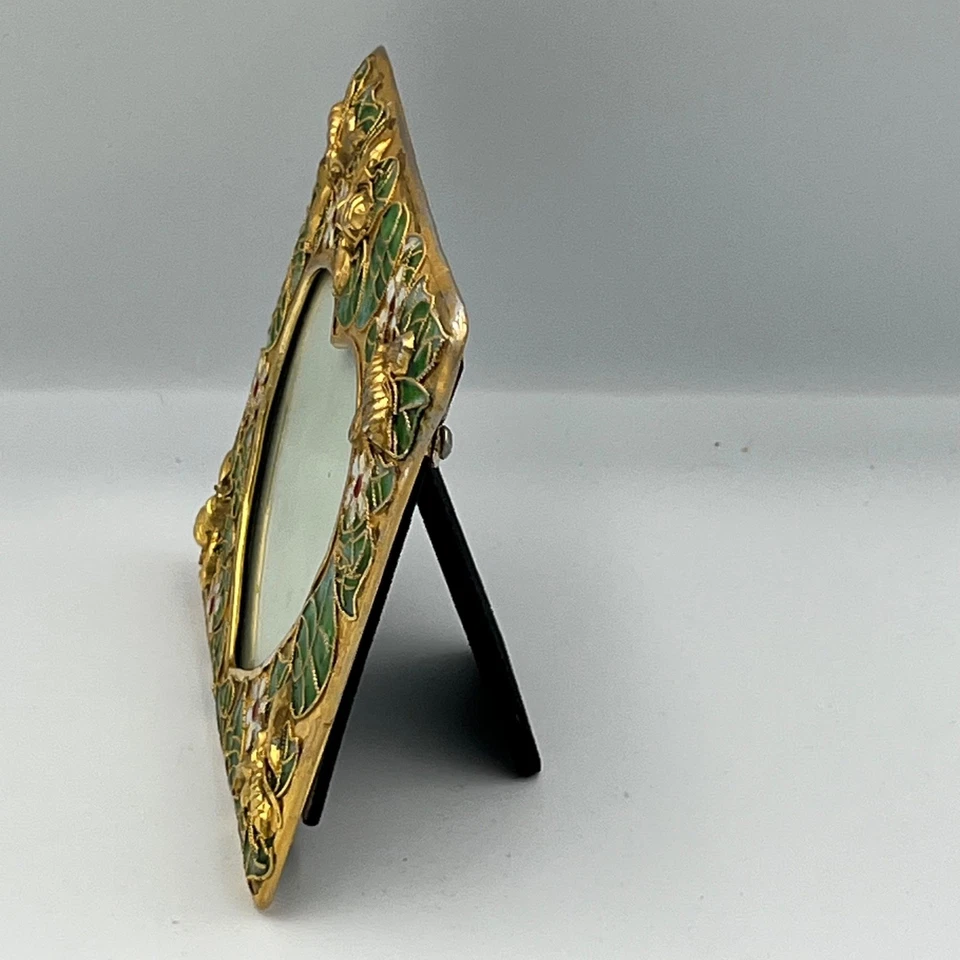 Marco de fotos corazón esmalte abejas hojas flores tono dorado exhibición de mesa Foto 4 de 4