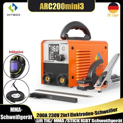 HITBOX Schweißgerät 200A 240V Lift-WIG ARC Elektrodenschweißer LED & TIG-Brenner