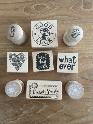 Stempelset 9 Stück Thank You Best Day Ever  Good Luck What Ever Stempel