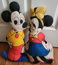 Vintage Mickey Minnie Mouse Cloth Stuffed Dolls Pillows 16"