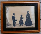 Antique 1844 Fredrick Frith Silhouette watercolor 19.5 x 23.5 mother & children