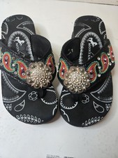 Montana West Womens 7 Western Flip Flop Wedge Sandals