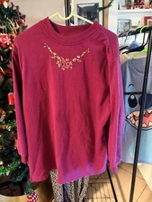 Women's Vintage 90s Sweatshirt Embroidered With Flowers