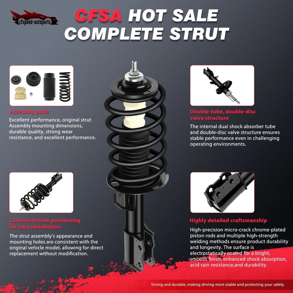 Front Complete Struts w/ Springs & Rear Shock Absorbers For 12-16 Toyota Prius C - Image 2 of 4