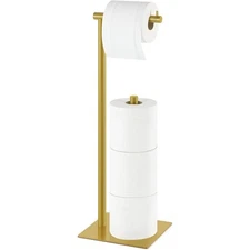 Gold Free Standing Toilet Paper Holder Stand, Metal Toilet Paper Roll Holder