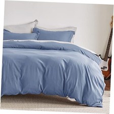 Duvet Cover King Size King 104" x 90" 06 - Slate Blue 3-piece No Comforter 