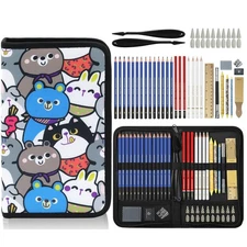 53 PCS Drawing Kit Sketching Pencil Set, Sketch Pencils Art Supplies with Gra...